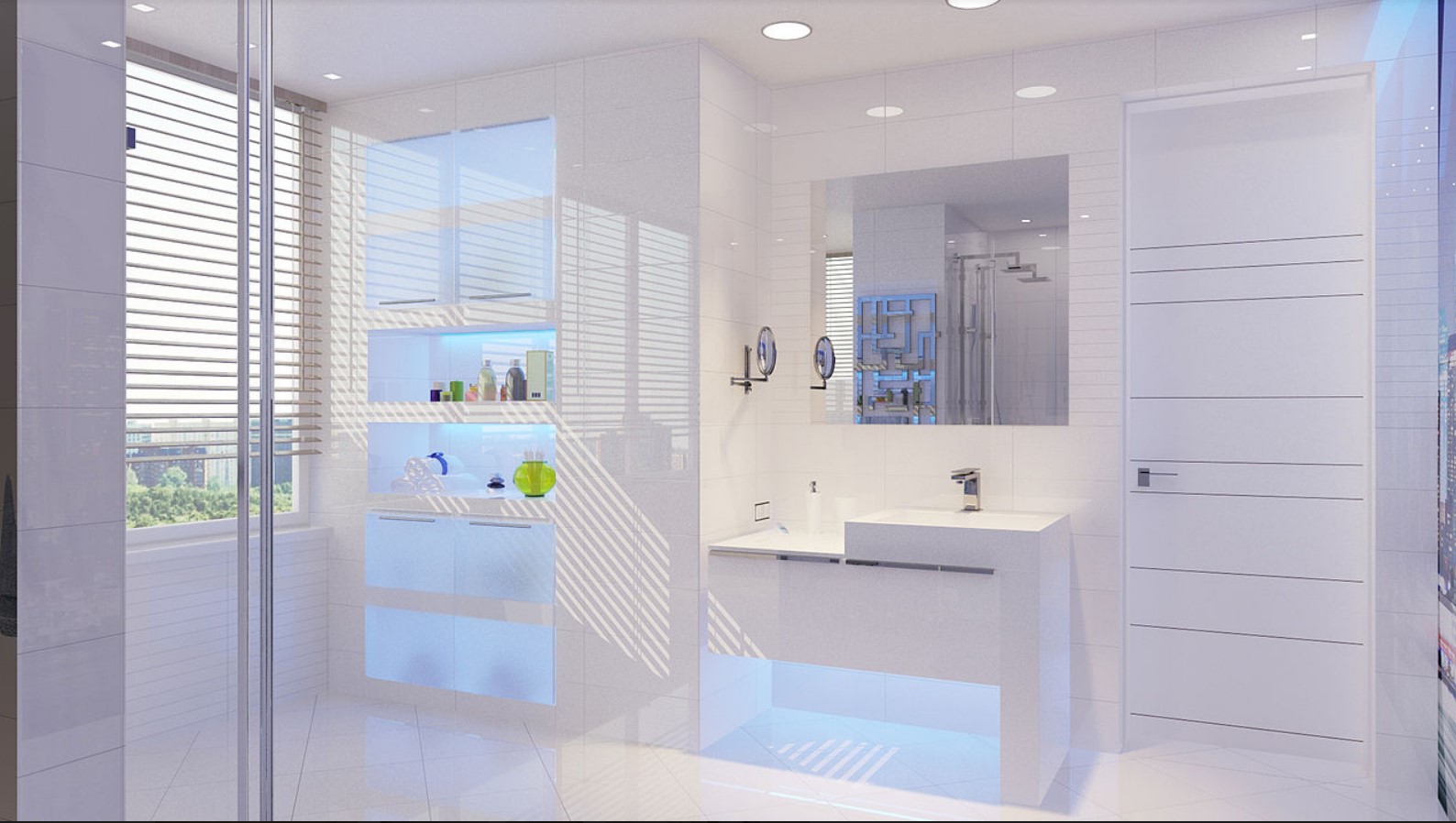All White Bathroom Design by Upgrade Bathrooms
